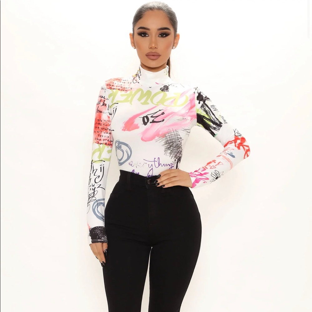 FASHION NOVA GRAFFITI BODYSUIT NWT